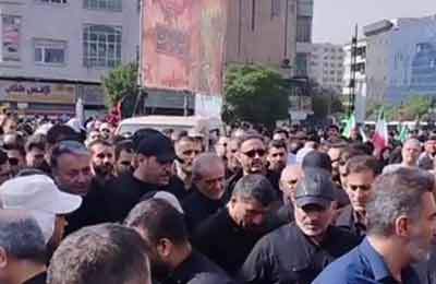 حضور پزشکیان در مراسم تشییع پیکر شهدای اقتدار