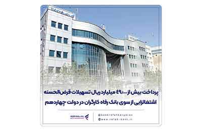 پرداخت بیش از 49.000 میلیارد ریال تسهیلات قرض‌الحسنه اشتغالزایی از سوی بانک رفاه کارگران در دولت چهاردهم